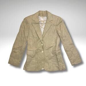 VTG Equestrian Flax Blend Tweed Blazer, Tailored Slub Jacket | Heritage Academia